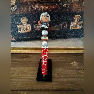 Custom Red and Silver Football Themed Pen
